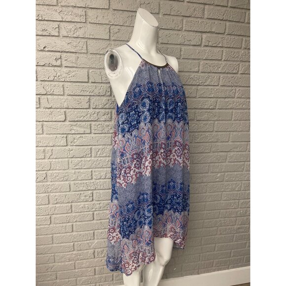 Almost Famous Women Multi Color Halter Dress With Gold Tone Hardware Size XL - Picture 4 of 9